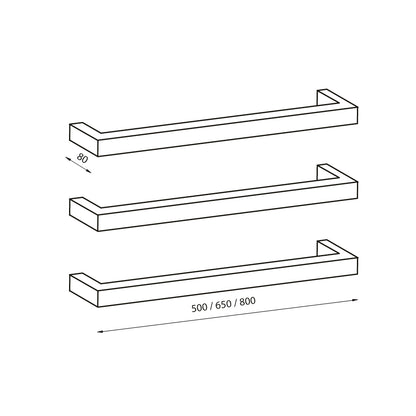 Radiant Polished 650mm Square Single Bar Towel Rail