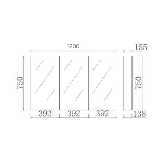 1200mmx750mm Evie Shaving Cabinet - Dark Brown