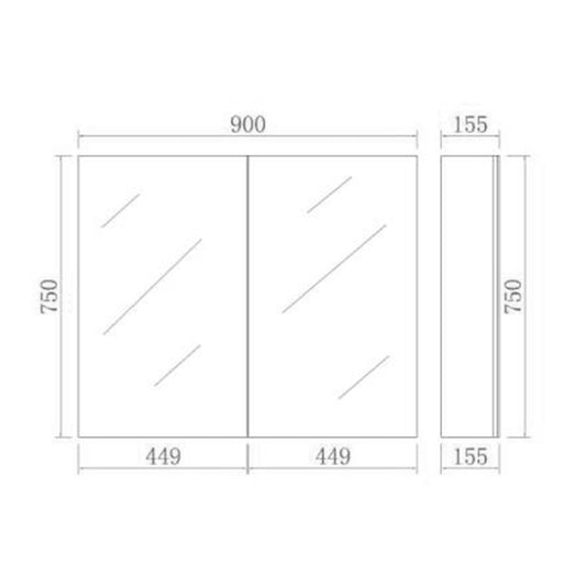 900mmx750mm Evie Shaving Cabinet - Oak