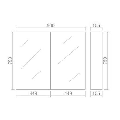 900mmx750mm Evie Shaving Cabinet - Dark Brown