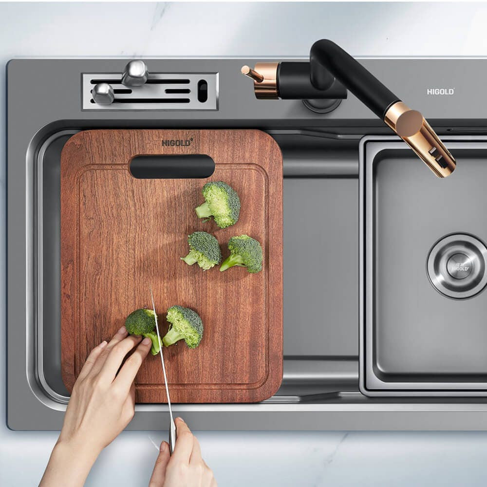 800mm Gun Metal Belle Luxe 2.0 Single Bowl Workstation Kitchen Sink - Dual Step - Nano Coated Stainless Steel Panel - Anti-Scratch