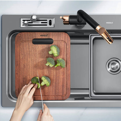 800mm Gun Metal Belle Luxe 2.0 Single Bowl Workstation Kitchen Sink - Dual Step - Nano Coated Stainless Steel Panel - Anti-Scratch