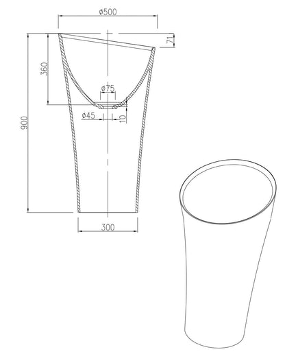 500mm Pietra Bianca - Speaker Freestanding Basins