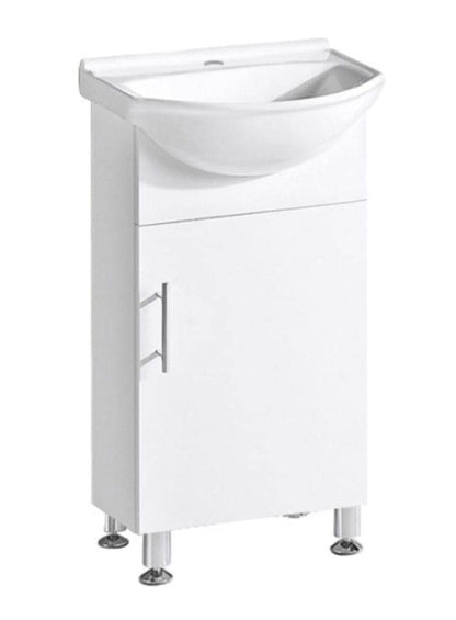 450mmx350mm PVC Floor Gloss White Slim Semi Recessed Vanity Ensuite