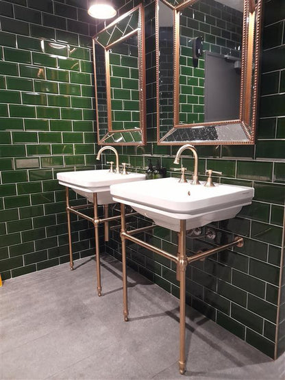 Stafford 58 x 45 Brushed Nickel Basin Stand - one tap hole