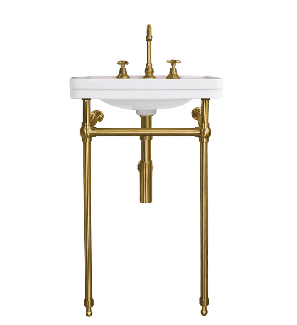 Stafford 58 x 45 Brushed Nickel Basin Stand - one tap hole