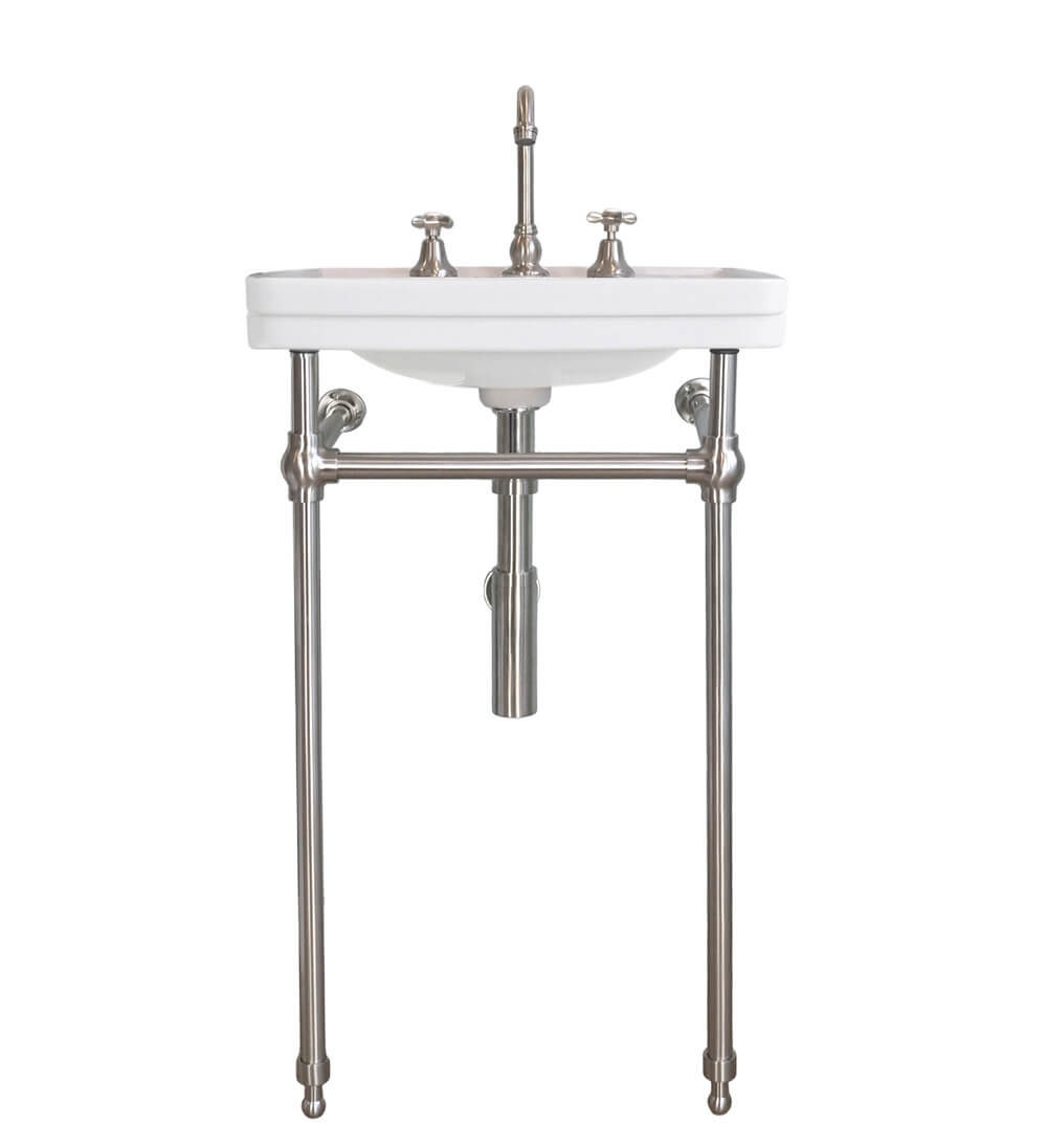 Stafford 58 x 45 Brushed Nickel Basin Stand - one tap hole