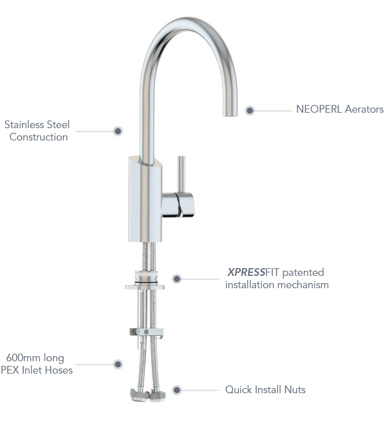 XSSENTIAXPRESS FIT Stainless Steel Flick Mixer Chrome