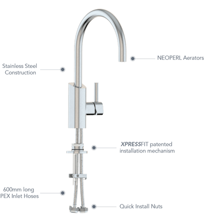 XPO Stainless Steel Gooseneck XPRESSFIT mixer Rose Gold