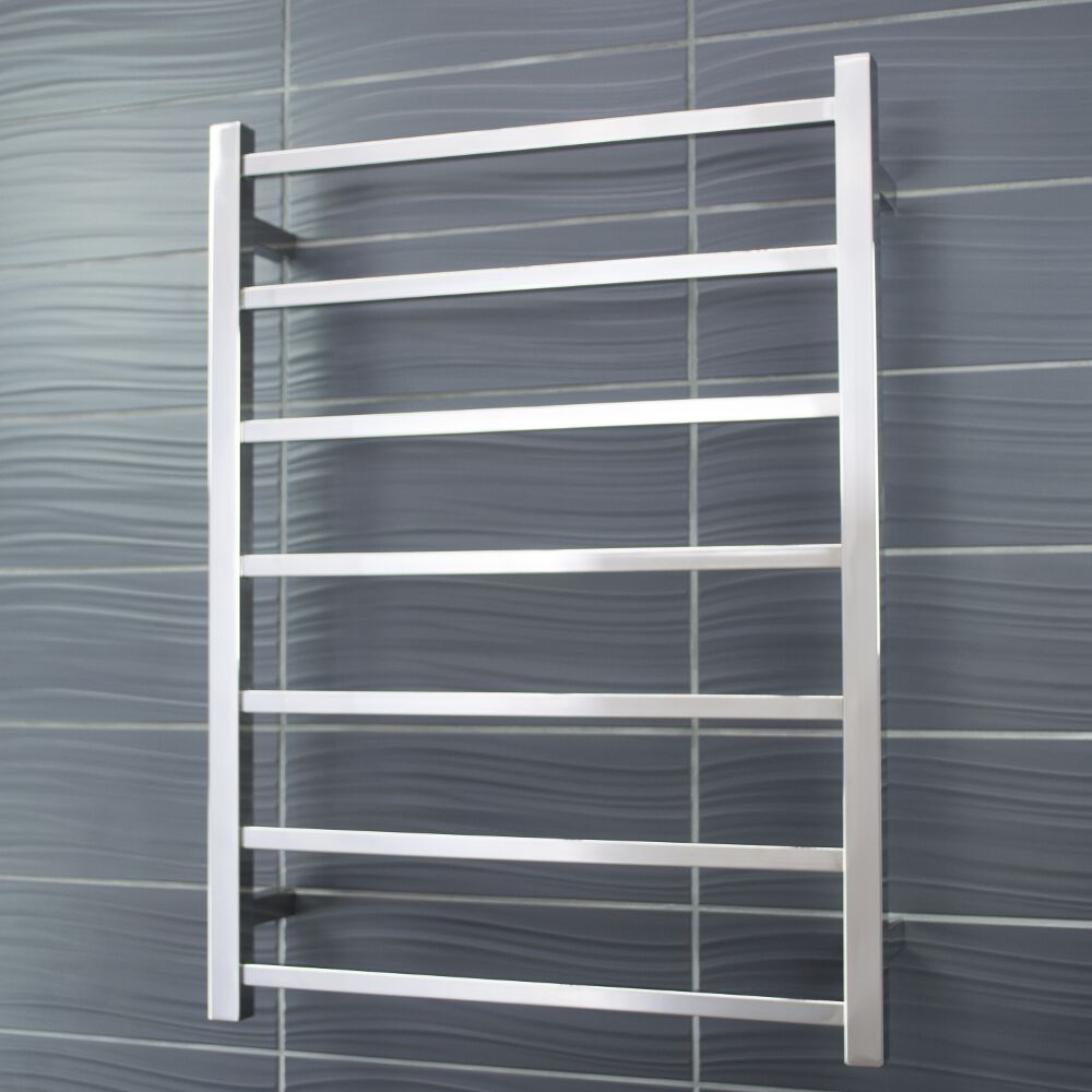 Radiant Polished Chrome 600 x 800mm Square HEATED Towel Rail RIGHT