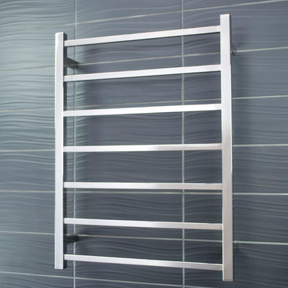 Radiant Polished Chrome 600 x 800mm Square HEATED Towel Rail RIGHT