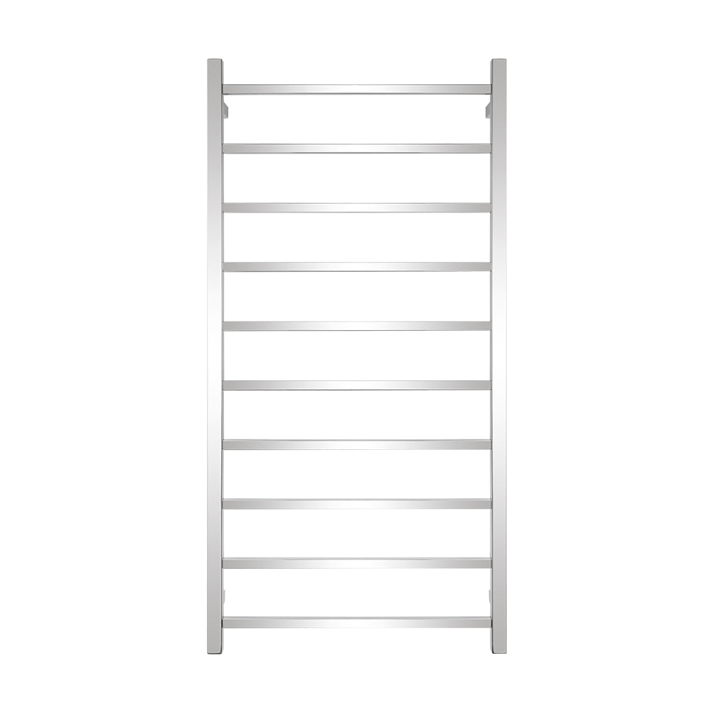 Radiant Polished Chrome 600 x 1200mm Square HEATED Towel Rail LEFT