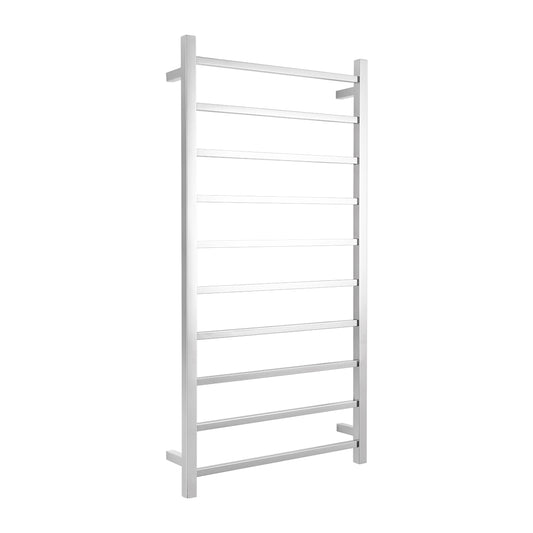 Radiant Polished Chrome 600 x 1200mm Square HEATED Towel Rail LEFT