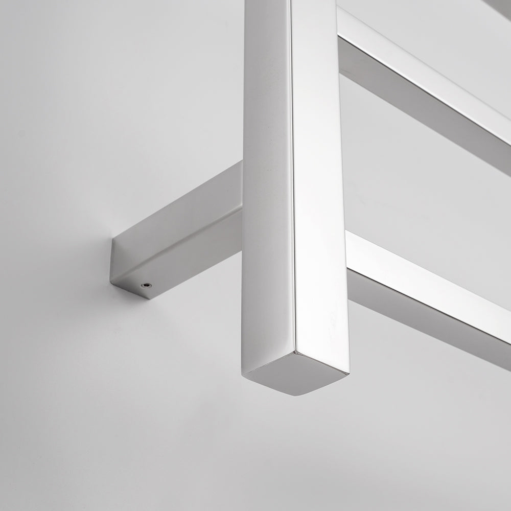 Radiant Polished Chrome 600 x 1200mm Square HEATED Towel Rail LEFT