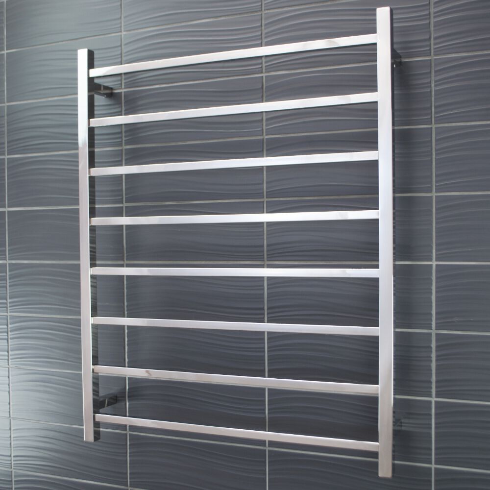 Radiant Polished Chrome 800 x 1000mm Square HEATED Towel Rail RIGHT