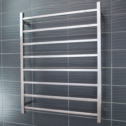 Radiant Polished Chrome 800 x 1000mm Square HEATED Towel Rail RIGHT