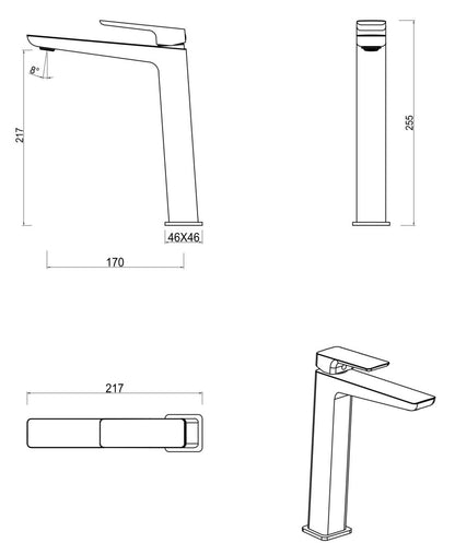Tiago TALL Basin Mixer - Brushed Nickel