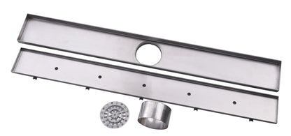 1000mm Stainless Steel/Chrome Tile Insertl Floor Waste - Center Cut