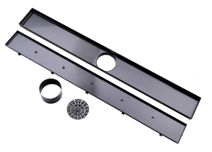 1000mm Gun Metal Tile Insertl Floor Waste - Center Cut