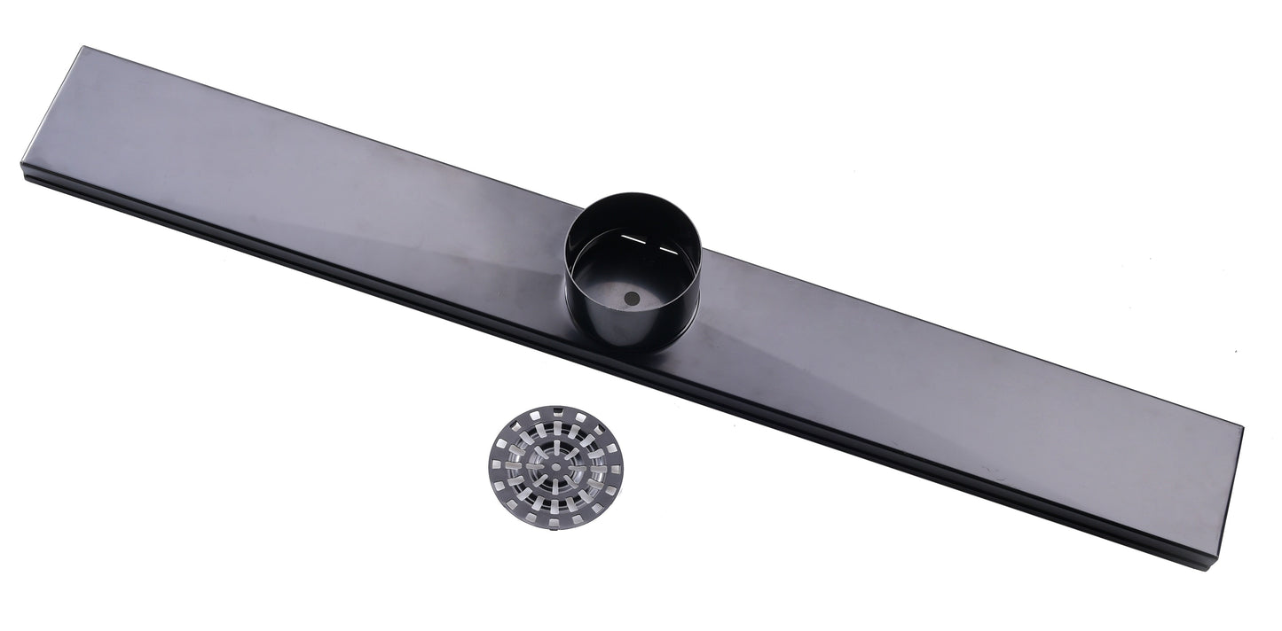 1000mm Gun Metal Tile Insertl Floor Waste - Center Cut