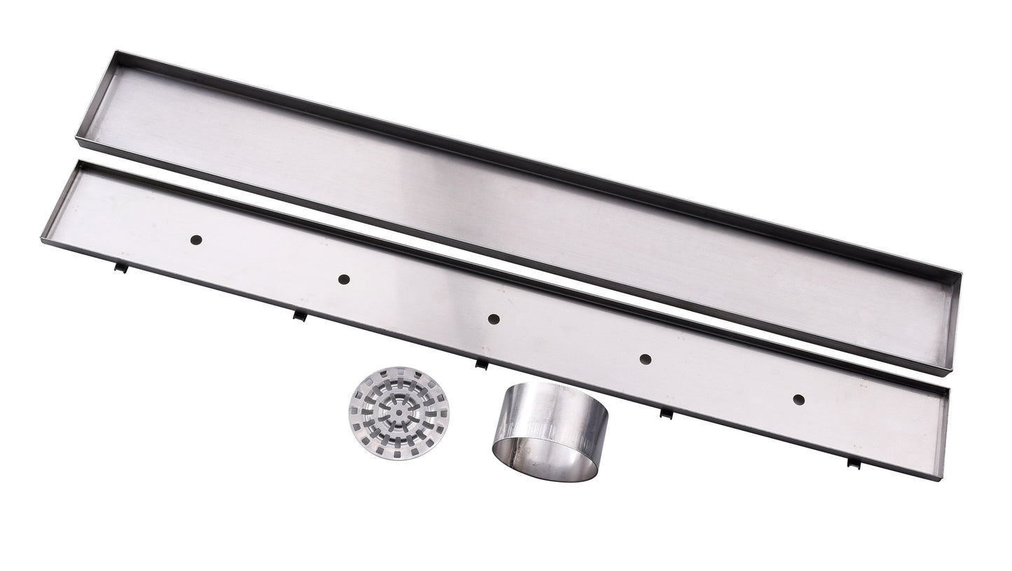 1000mm DIY Stainless Steel/Chrome Tile Insertl Floor Waste - No Cut