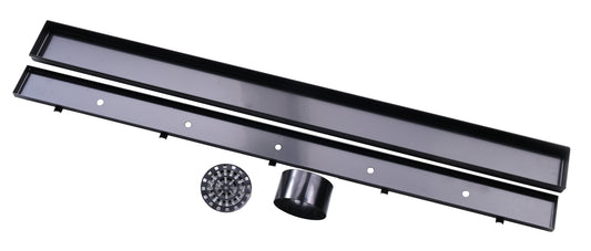 800mm DIY Gun Metal Tile Insertl Floor Waste - No Cut