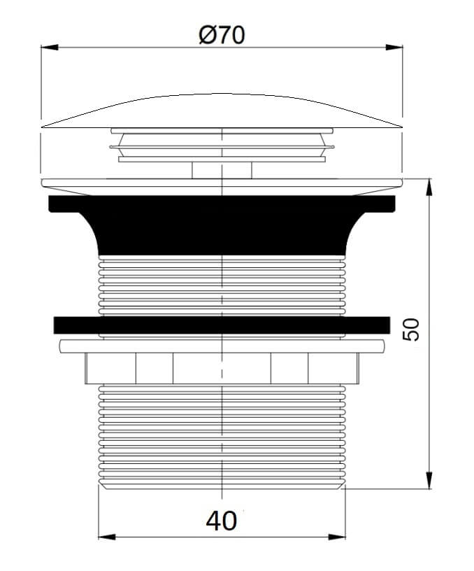 TitanCast 40mm Bath Pop-Up Waste - Special Finish