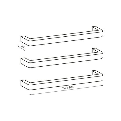 Radiant Polished 650mm Single Square Bar with Rounded ends Polished