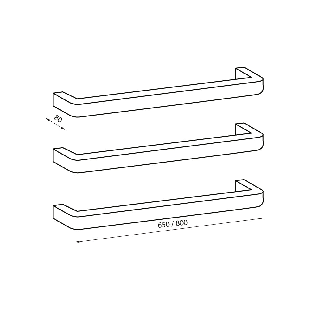 Radiant Polished 650mm Square Single Bar Towel Rail
