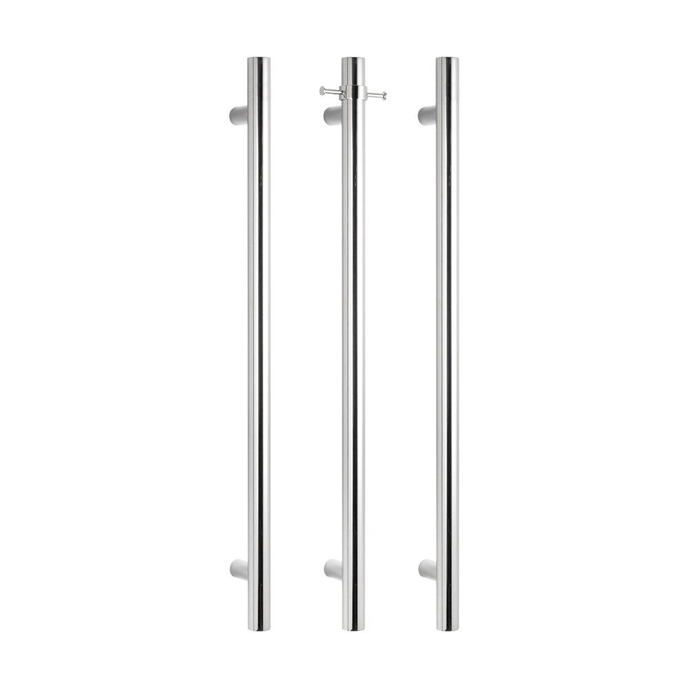 Radiant Vertical Single HEATED Towel Bar 40mm X 950mm Polished SS