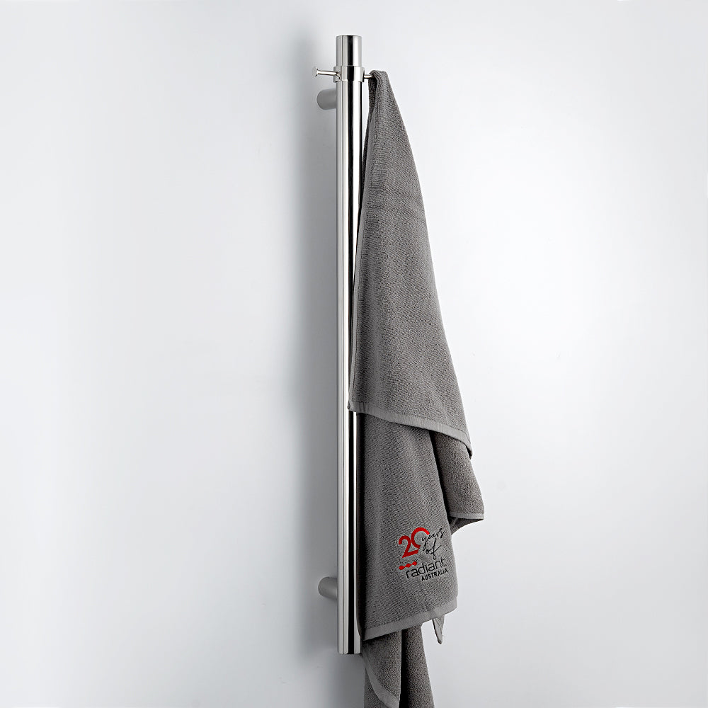 Radiant Polished Vertical 950mm Round NON-HEATED Single Bar Towel Rail