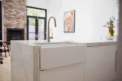 KIT - Novi 75x46 Fireclay Butler Sink â€“ Gloss White With Overflow Incl. Waste