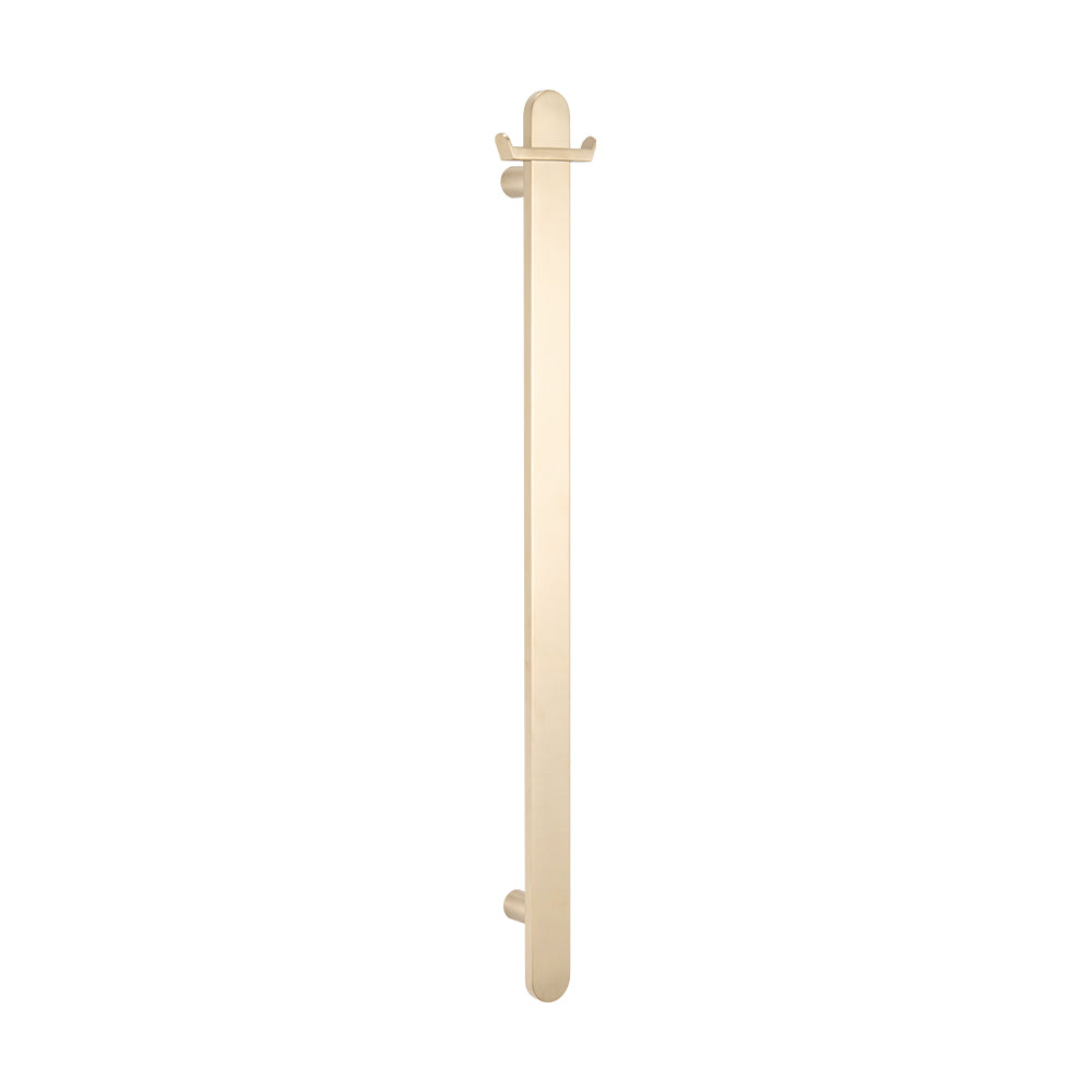 Radiant Warm Brushed Nickel Flat Profile Vertical 930mm NON-HEATED Single Bar Towel Rail