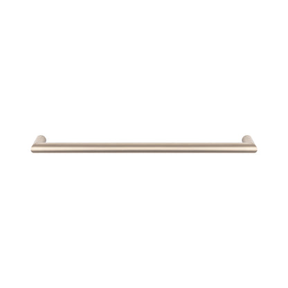 Radiant Warm Brushed Nickel 650mm Round Single Bar Towel Rail