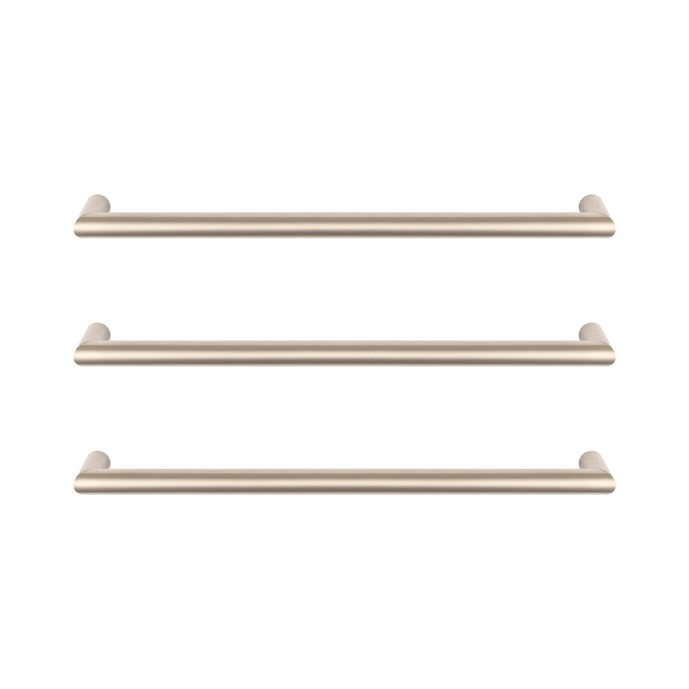 Radiant Warm Brushed Nickel 650mm NON-HEATED Round Single Bar Towel Rail