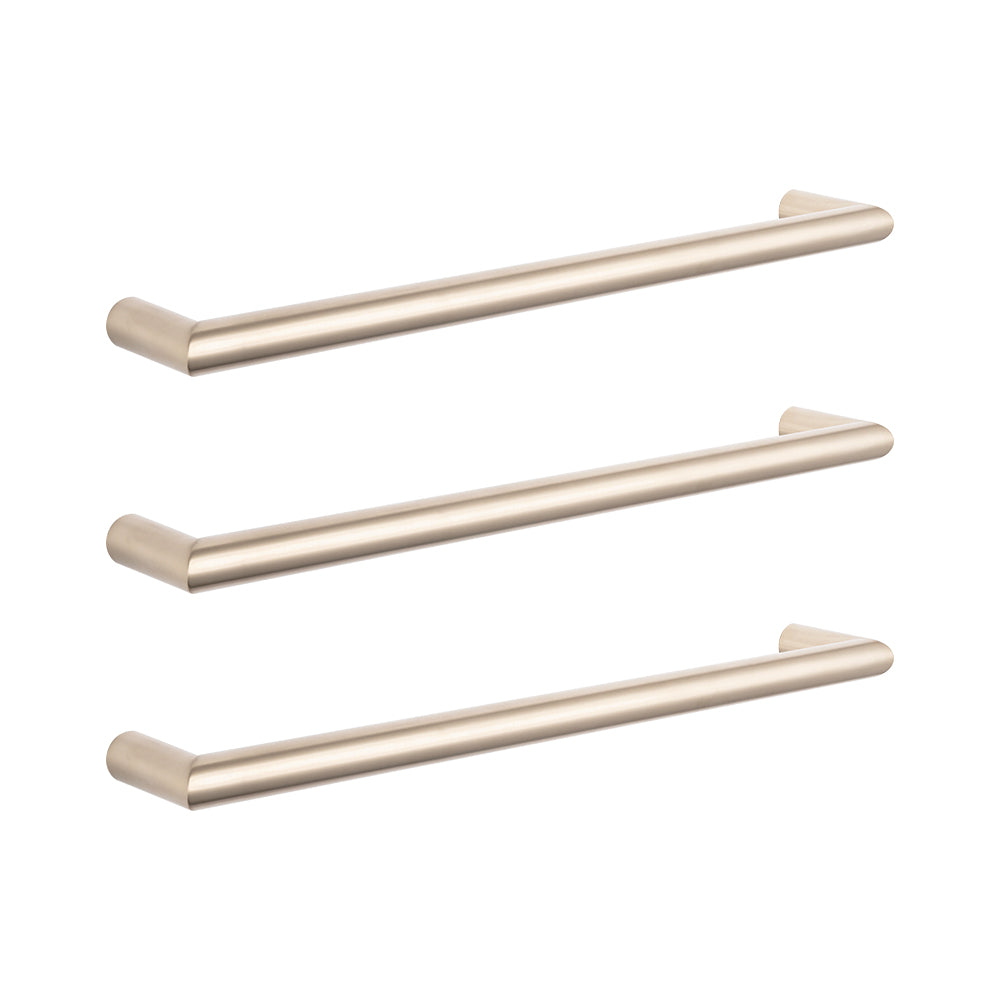 Radiant Warm Brushed Nickel 650mm Round Single Bar Towel Rail