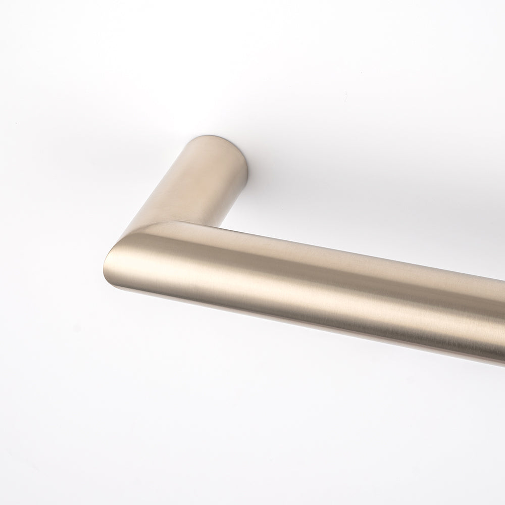 Radiant Warm Brushed Nickel 650mm Round Single Bar Towel Rail