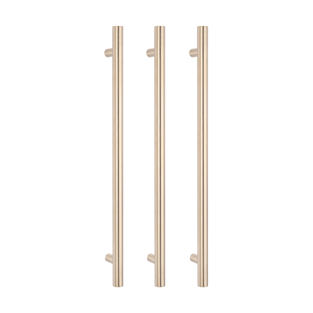 Radiant Warm Brushed Nickel Vertical 950mm Round NON-HEATED Single Bar Towel Rail