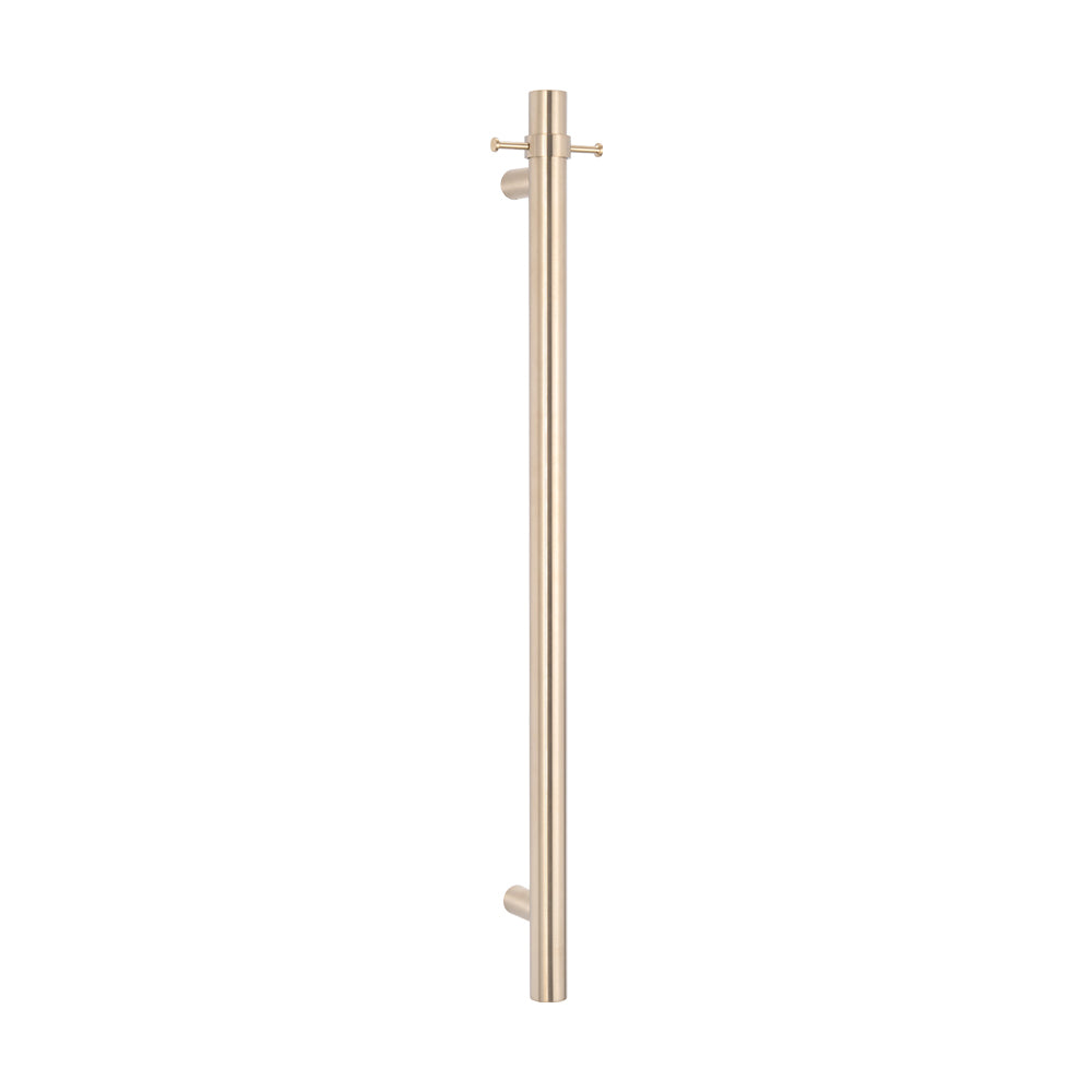 Radiant Warm Brushed Nickel Vertical 950mm Round NON-HEATED Single Bar Towel Rail