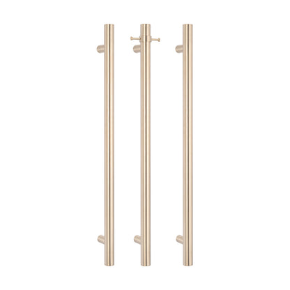 Radiant Warm Brushed Nickel Vertical 950mm Round NON-HEATED Single Bar Towel Rail