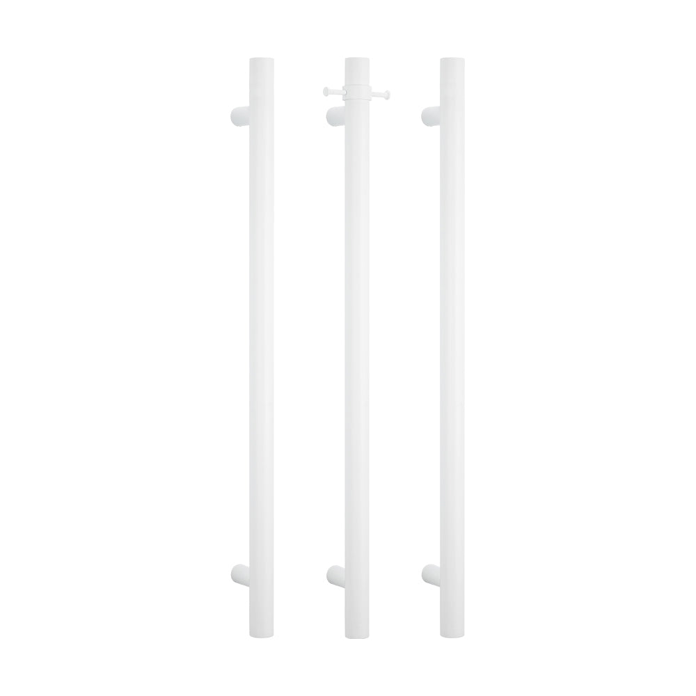 Radiant Vertical Single HEATED Towel Bar 40mm X 950mm Matt White
