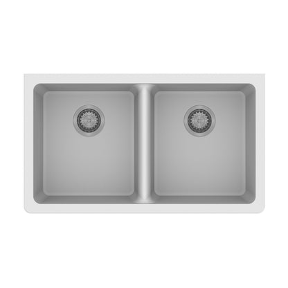 White Arete Stone Granite Double Bowl Stone Kitchen Sink 838*476*241mm