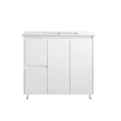 Whitehaven PVC Waterproof Freestanding/Floor Vanity With Cermaic Top - Left Hand Drawers - 900mm | BXV900L